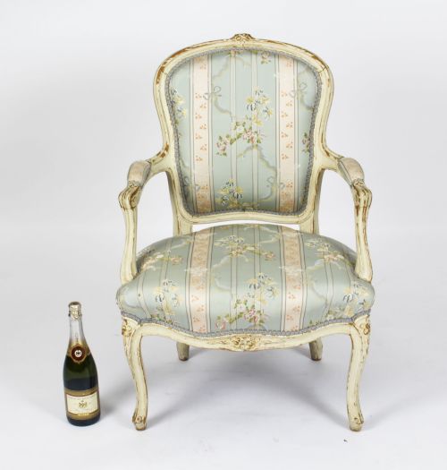 ANTIQUE PAIR SHABBY CHIC LOUIS REVIVAL FRENCH PAINTED ARMCHAIRS 19TH CENTURY - ADDITIONAL PHOTO 16