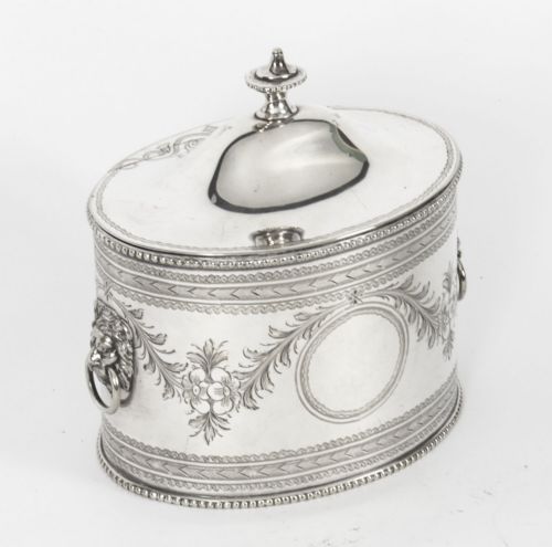 Antique Silver Plaed Tea Caddy by Martin Hall 19th Century

