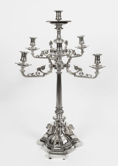 Antique 3ft Victorian Figural Silver Plate Candelabra Centerpiece C1860 19th C
