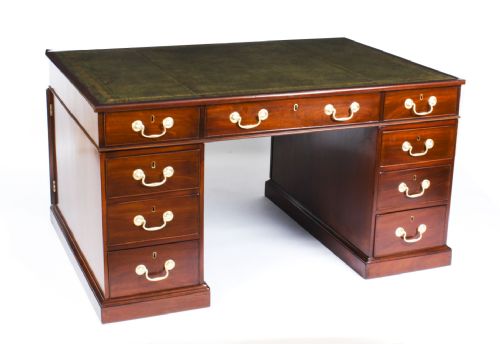 fig 1. Antique George III Mahogany Partners Pedestal Desk C1790 18th Century