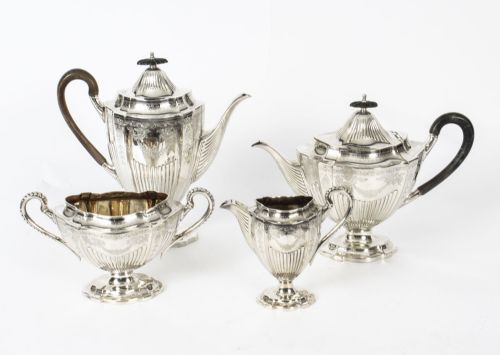 Antique Victorian Adam Revival Silver Plated Tea & Coffee Set C1880
