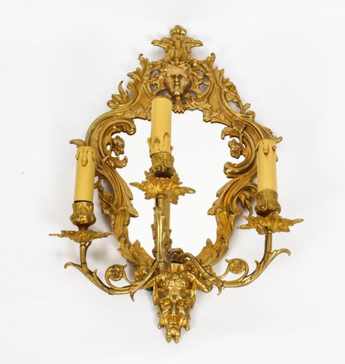 Antique French Ormolu 3 Light Girandole Wall Light C.1870 19th C
