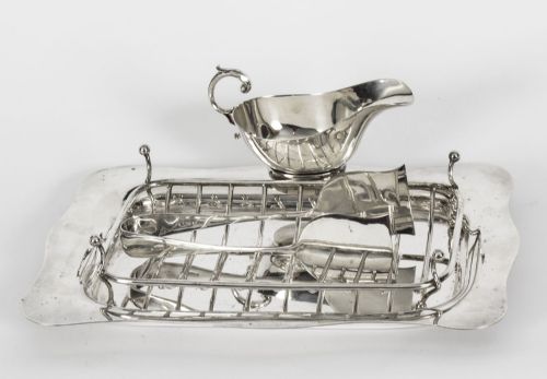 Antique Art Deco Silver Plated Apparatus Serving Set Circa 1920
