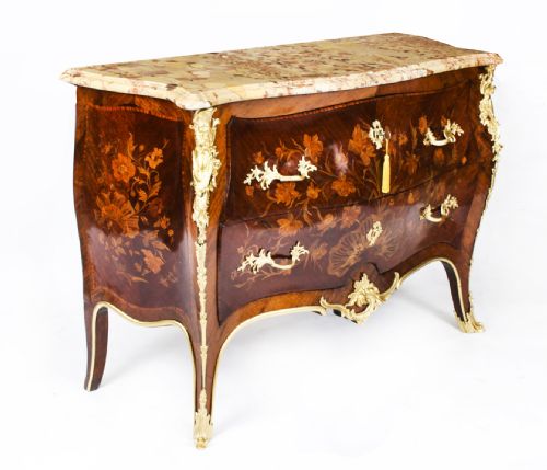 Antique French Louis Xv Revival Marquetry Commode Chest 19th C
