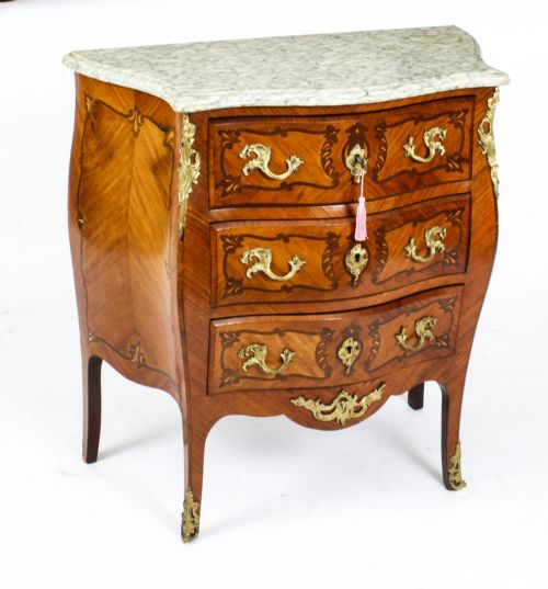 Antique French Louis Revival Marquetry Commode 19th Century
