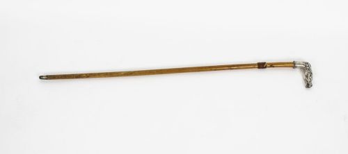 Antique French Silver Plated Dragon Head Walking Cane Stick 19th Century
