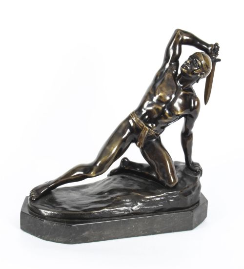 Antique Art Deco Bronze Fallen Roman Gladiator by Rudolf Kaesbach 20th C
