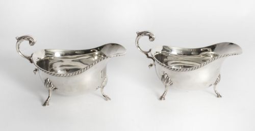 Antique Pair Dunstan Plate Sauce Boats by C.j.vander Circa 1900
