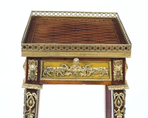 ANTIQUE FRENCH PARQUETRY ORMOLU MOUNTED STAND ATT FRANOIS LINKE 19TH CENTURY - ADDITIONAL PHOTO 5