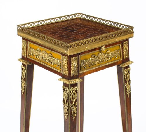 ANTIQUE FRENCH PARQUETRY ORMOLU MOUNTED STAND ATT FRANOIS LINKE 19TH CENTURY - ADDITIONAL PHOTO 6