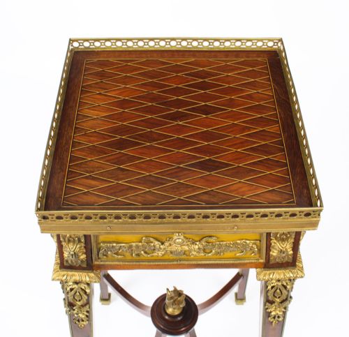 ANTIQUE FRENCH PARQUETRY ORMOLU MOUNTED STAND ATT FRANOIS LINKE 19TH CENTURY - ADDITIONAL PHOTO 8