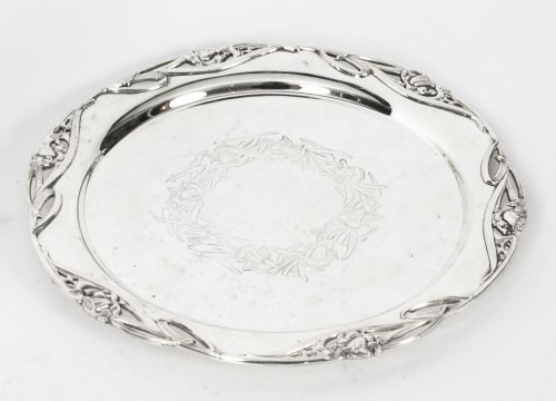 Antique Silver Plated Salver by William Hutton & Son 19th C
