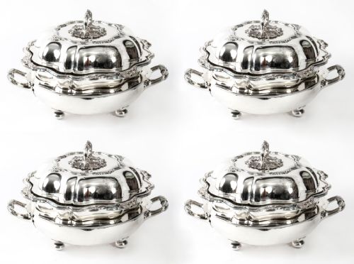 Antique Set of 4 English Old Sheffield Entree Serving Dishes C1815 19th Century
