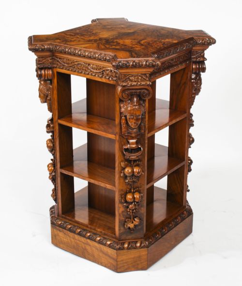 Antique Burr Walnut Freestanding Library Bookcase After Gillows Early 19th C
