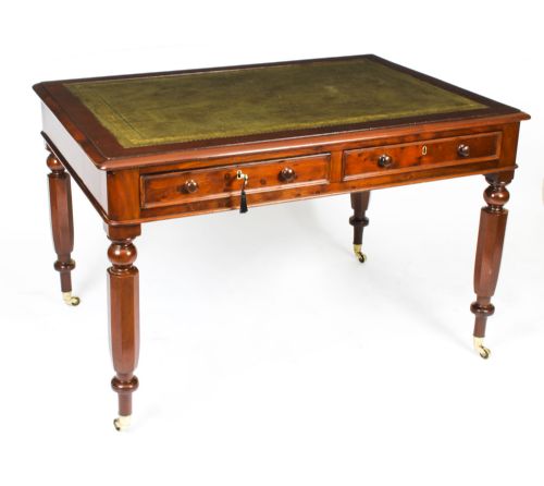 Antique 4ft William IV Four Drawer Partners Writing Table C 1830
