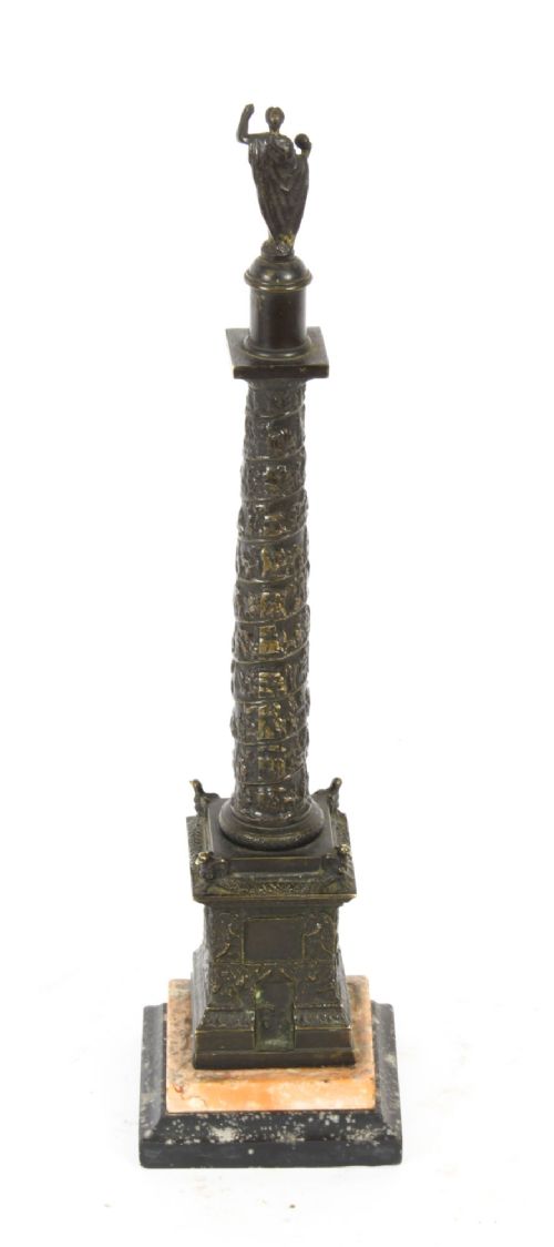 Antique Grand Tour Patinated Bronze Model of Trajan's Column Early 19thc
