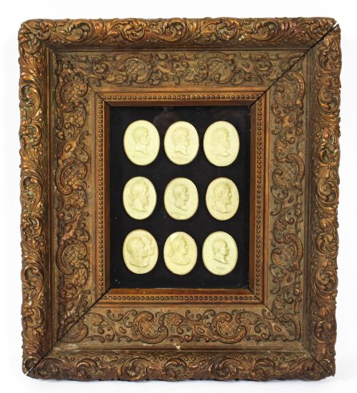 Antique Framed Collection Grand Tour Portrait Bust Medallions 18th C
