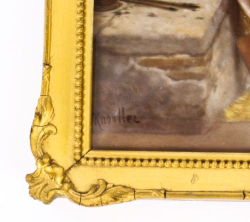 fig 6. Antique Berlin KPM Plaque 'KUNST BRINGT GUNST signed Knouller Ca 1880