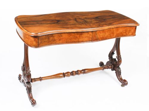 Antique Victorian Figured Walnut Writing Table 19th C
