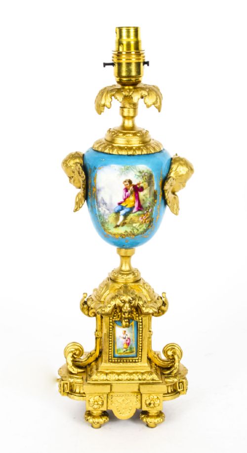 Antique French Sevres Porcelain Table Lamp 19th C

