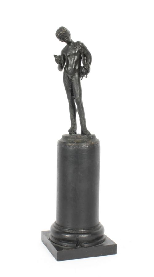 Antique Grand Tour Patinated Bronze Novelty Figure of of Narcissus 19th C
