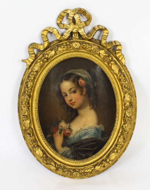 Antique Oil on Canvas Painting in the Manner of Beaune 19th Century

