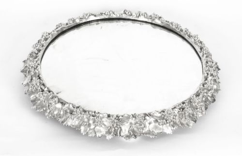 fig 1. Antique Silver Plated Mirrored Top Victorian Cake Stand 19th C