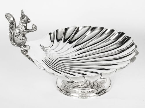 Antique Victorian Silver Plated Squirrel Nut Dish William Hutton & Co C1890
