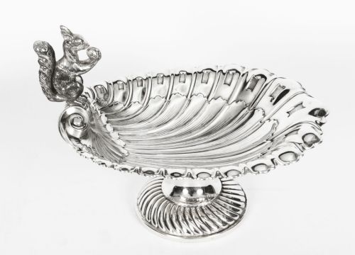 Antique Victorian Silver Plated Squirrel Nut Dish Francis Howard Circa 1870
