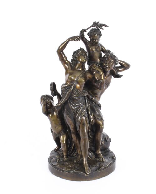 Antique Patinated Bronze Group Sculpture of "The Triumph of Bacchus" 19th Cent
