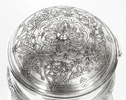 ANTIQUE SILVER PLATE DRUM BISCUIT BOX ELKINGTON CO 19TH CENTURY - ADDITIONAL PHOTO 1