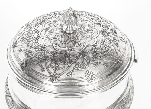 ANTIQUE SILVER PLATE DRUM BISCUIT BOX ELKINGTON CO 19TH CENTURY - ADDITIONAL PHOTO 2