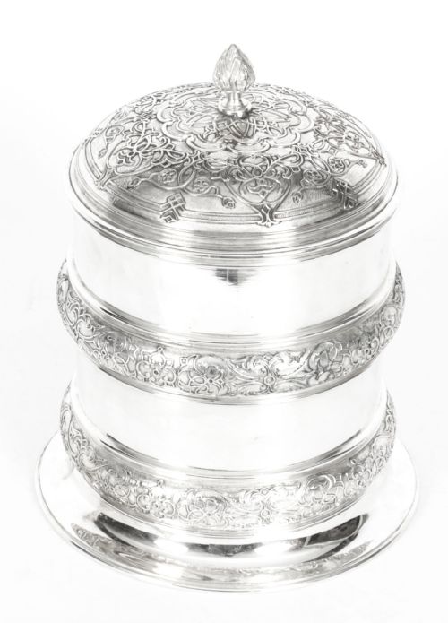 ANTIQUE SILVER PLATE DRUM BISCUIT BOX ELKINGTON CO 19TH CENTURY - ADDITIONAL PHOTO 7