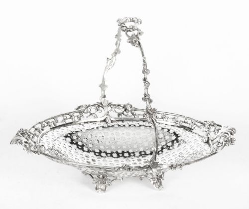 Antique Victorian Silver Plated Fruit Basket Samuel Godbehere Circa 1880
