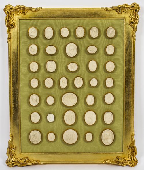 Antique Gilt Framed Collection 36 Grand Tour Classical Intaglios 19th C
