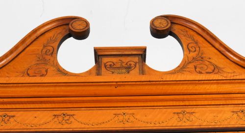 ANTIQUE SATINWOOD BREAKFRONT BOOKCASE DISPLAY CABINET EDWARDS ROBERTS 19TH C - ADDITIONAL PHOTO 1