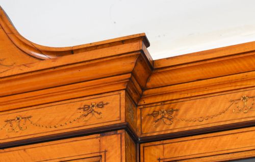 ANTIQUE SATINWOOD BREAKFRONT BOOKCASE DISPLAY CABINET EDWARDS ROBERTS 19TH C - ADDITIONAL PHOTO 6