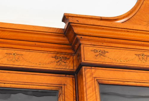 ANTIQUE SATINWOOD BREAKFRONT BOOKCASE DISPLAY CABINET EDWARDS ROBERTS 19TH C - ADDITIONAL PHOTO 7