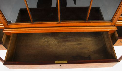 ANTIQUE SATINWOOD BREAKFRONT BOOKCASE DISPLAY CABINET EDWARDS ROBERTS 19TH C - ADDITIONAL PHOTO 12