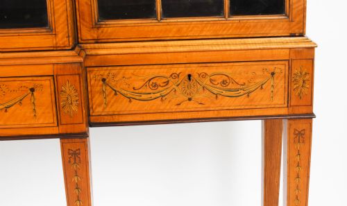ANTIQUE SATINWOOD BREAKFRONT BOOKCASE DISPLAY CABINET EDWARDS ROBERTS 19TH C - ADDITIONAL PHOTO 19