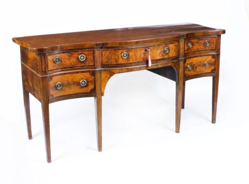 Antique George III Flame Mahogany Serpentine Sideboard 18th Century
