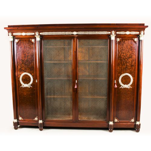 Antique French Empire 4 Door Mahogany Bookcase C.1880 19th C
