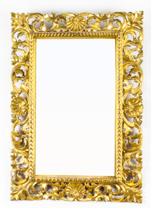 Antique Italian Giltwood Florentine Mirror 19th Century 65x46cm
