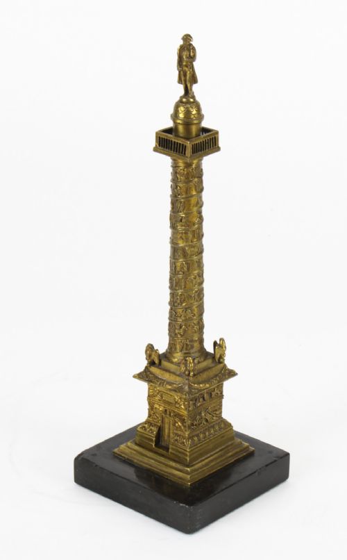 Antique French Grand Tour Ormolu Gilt Bronze Model of Vendome Column 19thc
