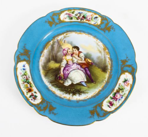 Antique Sevres Blue Celeste Porcelain Plate C.1880 19th C
