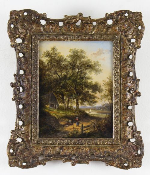 fig 1. Antique Pair Oil on Board Paintings by Jan Evert Morel 18th C
