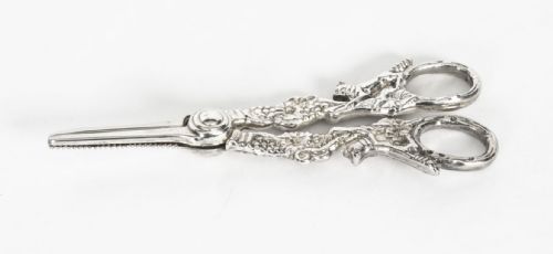 Antique Pair Silver Plate Grape Scissors 19th Century

