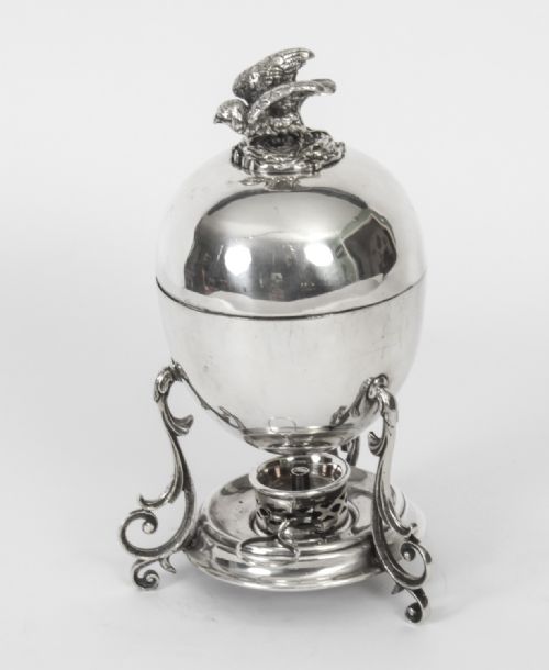 Antique Victorian Silver Plated Egg  Boiler Circa 1860 19th C
