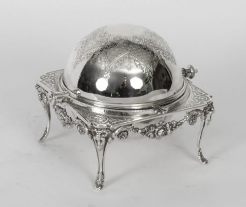 Antique English Silver Plated Roll Over Butter / Caviar Dish 19th Century
