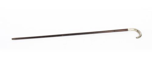 Antique French Silver Dragon Head Walking Cane Stick 19th Century
